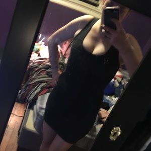 Dark gray sleeveless sweater material dress